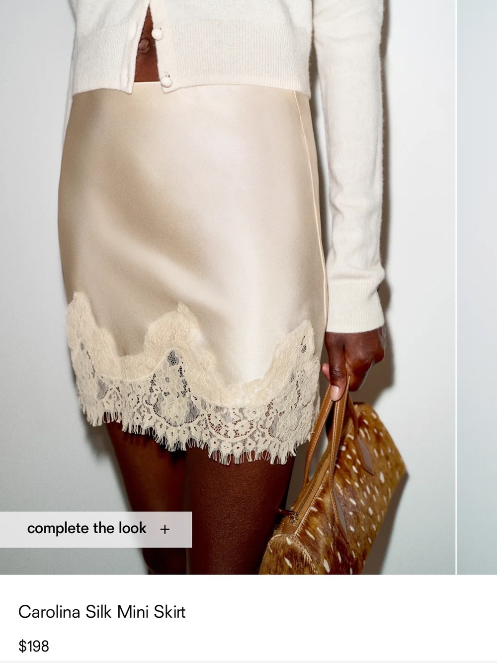 Reformation Carolina Silk Mini Skirt in Cream - never worn but took tags off
